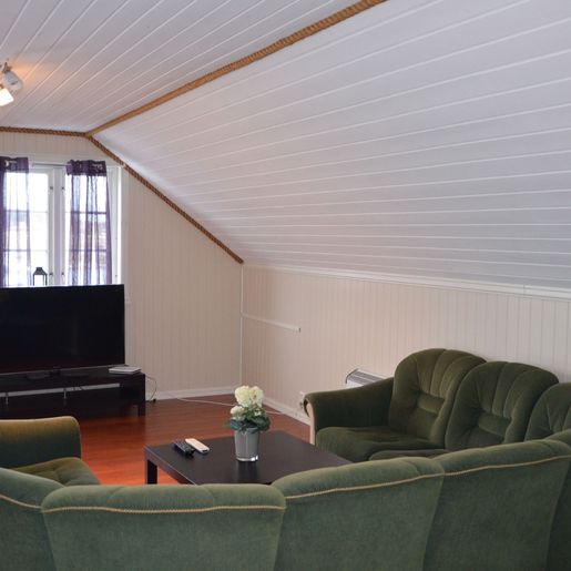Grønn sofa i Grønningen leilighet