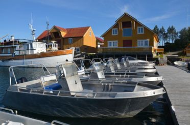 Båter ligger til kai foran brygge